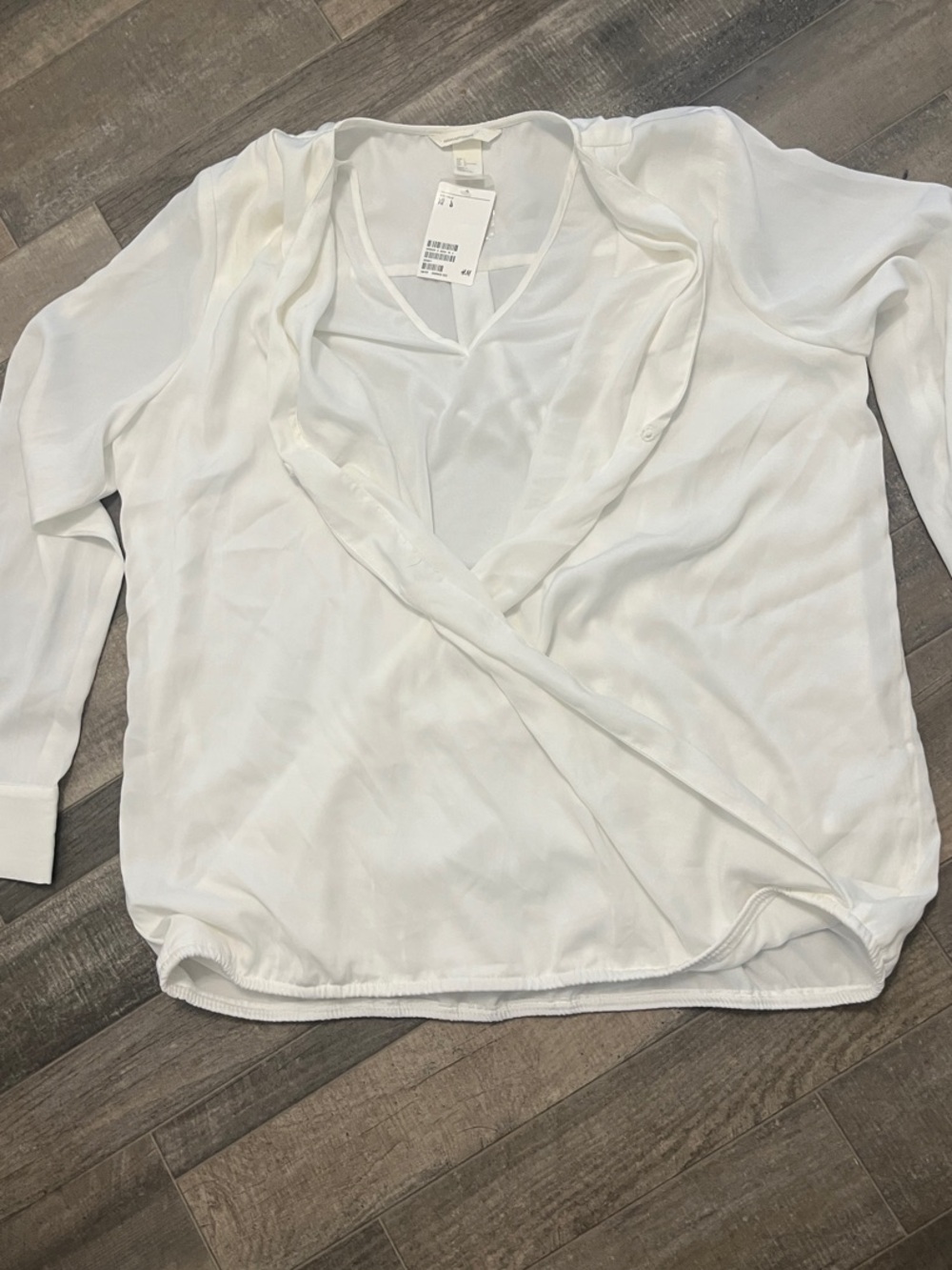 H&M White Surplice Wrap Blouse Size Large Mama Maternite H&M